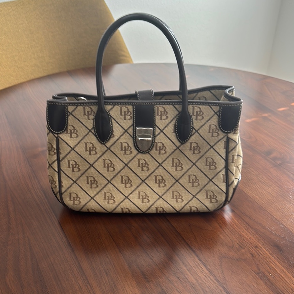 Dooney & Bourke Tan and Black Logo Tote